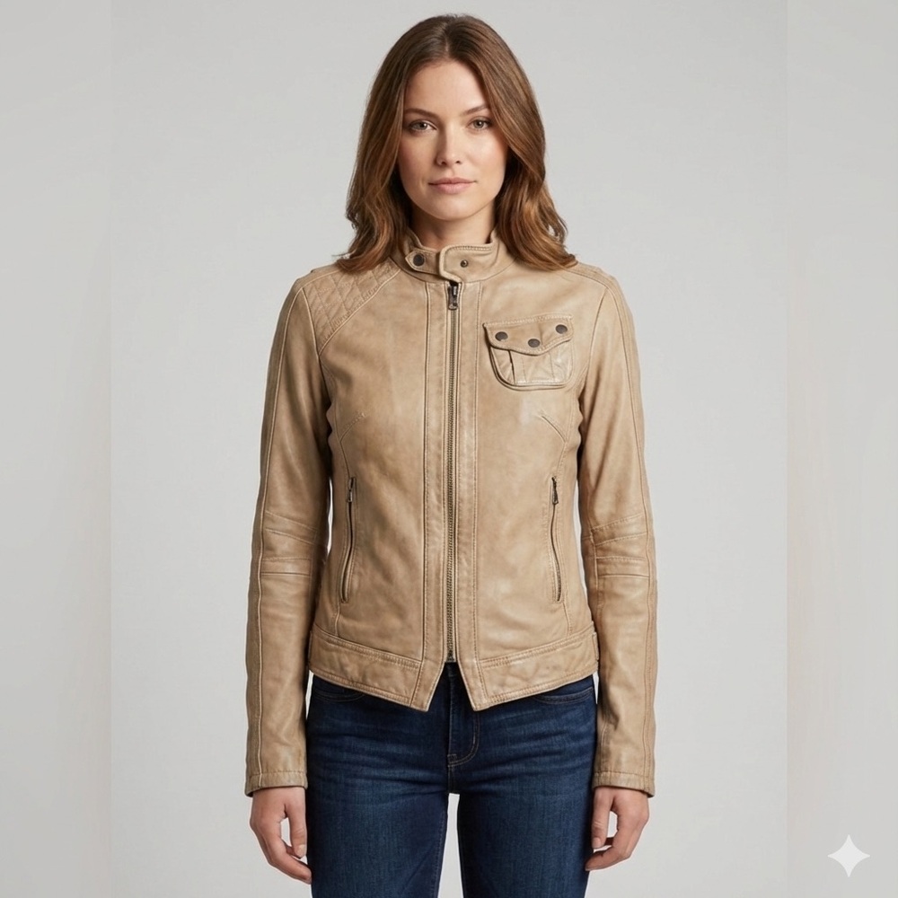 Danier Taupe/Beige Leather Jacket